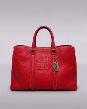 Bolso Carolina Herrera Red Grained Leather Matteo Tote
