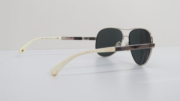 Sunglasses Chanel Silver Metal White Frame Aviator