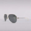 Sunglasses Chanel Silver Metal White Frame Aviator