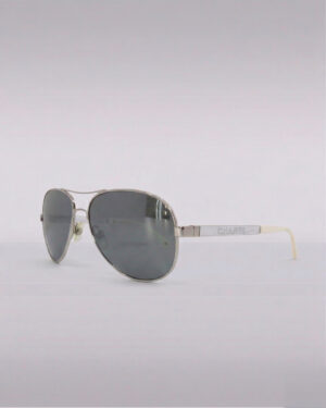 Sunglasses Chanel Silver Metal White Frame Aviator Sunglasses Chanel Silver Metal White Frame Aviator